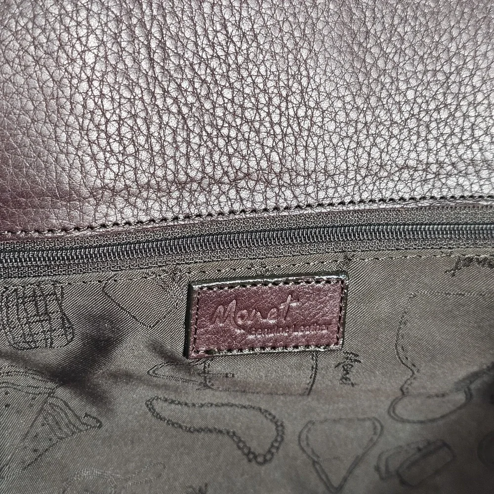Vtg Monet Woven Leather Tote Shoulder Bag Intrecciato Burgundy Maroon Satchel